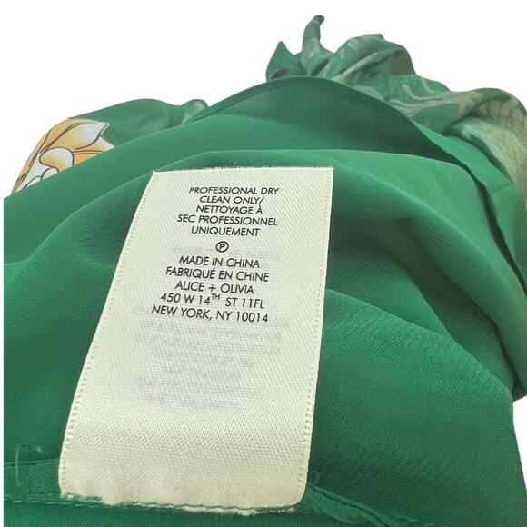 Alice + Olivia Coco Dress Floral Print Long Sleeve Silk Green Size‎ US 2 - Picture 16 of 16